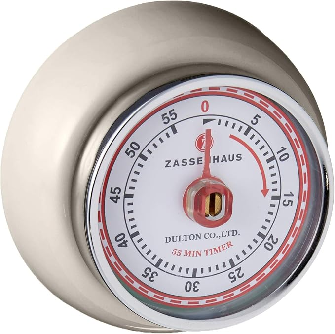 Zassenhaus Magnetic Retro Kitchen Timer, Classic Mechanical Cooking Timer by Zassenhaus