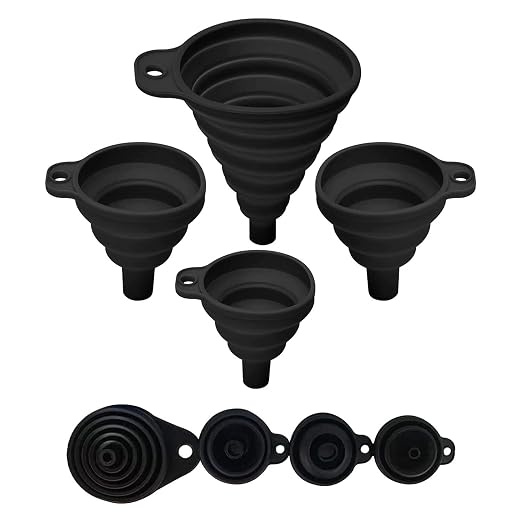 Set of 4 Silicone Collapsible Kitchen Funnel by VIGORPATH