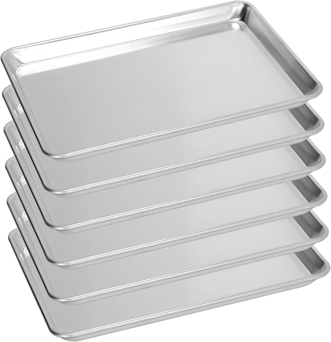 6 Pack Big Size Baking Sheet Pan, Aluminum Commercial Cookie Sheet Pan by FSUON