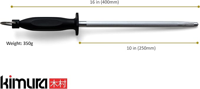 Kimura® Professional Honing Steel, 10 inch Honing Rod, Carbon Steel Knife - Image 3