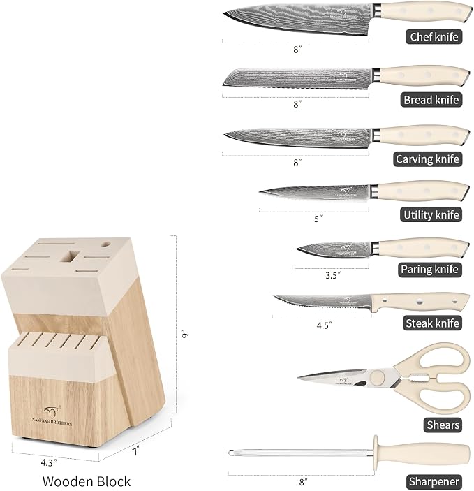 NANFANG BROTHERS Damascus Kitchen Knife Set 14 Pieces - Image 5