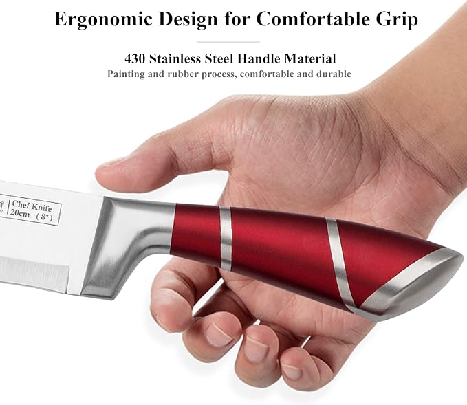 Kitchen Knife Set, 9-Piece Red Kitchen Knife Set - Image 4