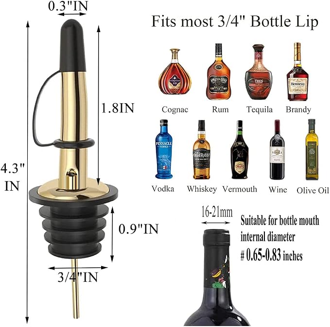 Pafusen 6 Pack Liquor Bottle Pourers, Liquor Pour Spout - Image 6