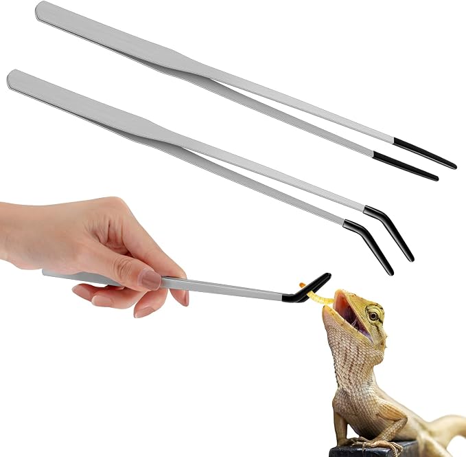 Lasnten 2 Pcs Extra Long Stainless Steel Reptile Feeding Tongs by Lasnten