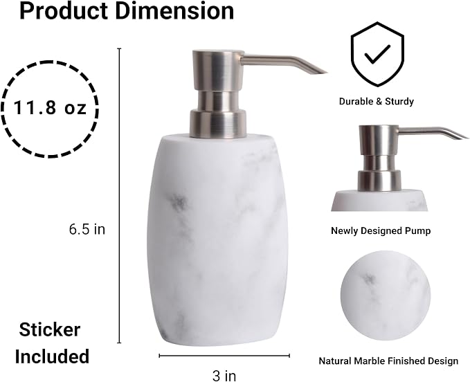 Clasin Home Resin Hand Soap Dispenser, Refillable Soap Dispenser - Image 4