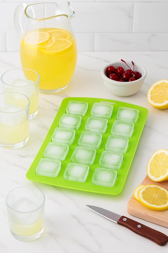 HIC Kitchen Silicone 18-Hole Ice Tray, Each Tray Makes 18 Square Cubes - Image 4
