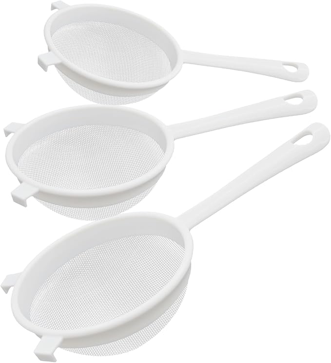 3 Pcs Plastic Nylon Fine Mesh Kefir Strainer Set by Sadoia