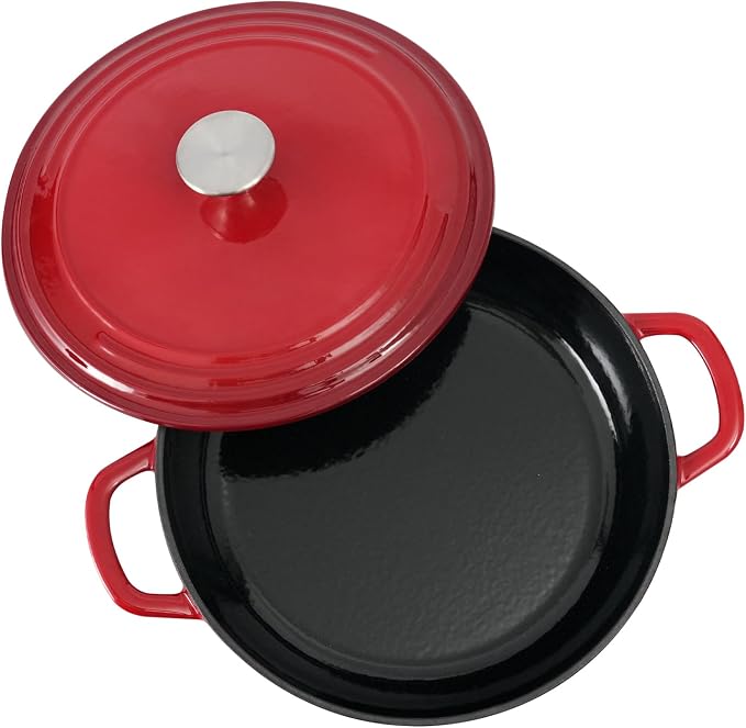 Flavehc Braiser Enameled Cast Iron Braiser 2.25 qt Braiser Pan - Image 8