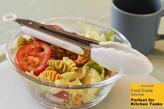 HINMAY Silicone Kitchen Tongs 9-Inch Stainless Steel Basics Tongs - Image 6