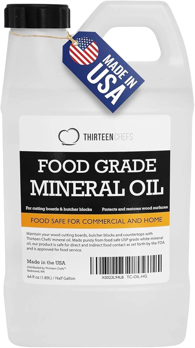 Thirteen Chefs Mineral Oil - 64oz Food Grade Conditioner by ThirteenChefs