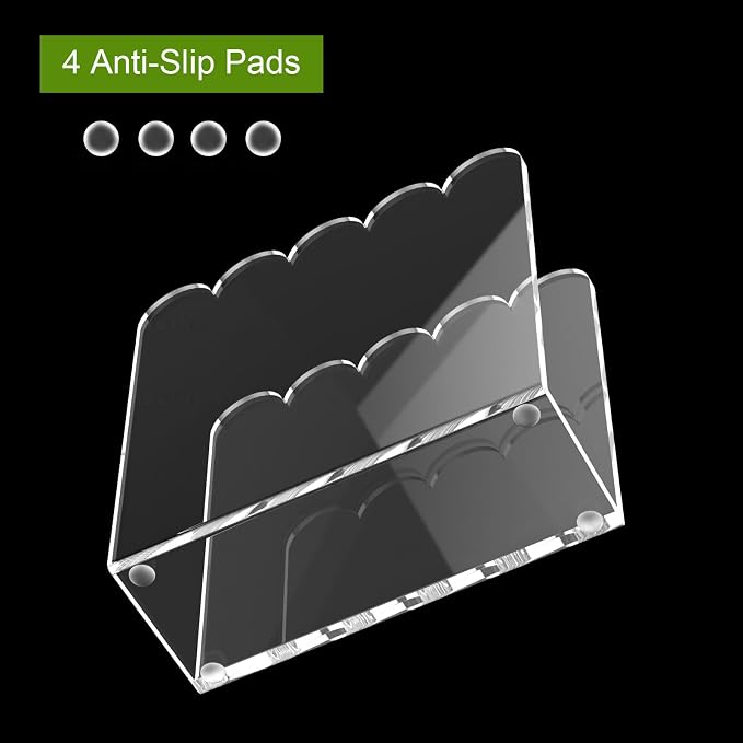 Acrylic Cocktail Napkin Holder, 2 Pack Clear Scalloped Napkin Dispenser - Image 5