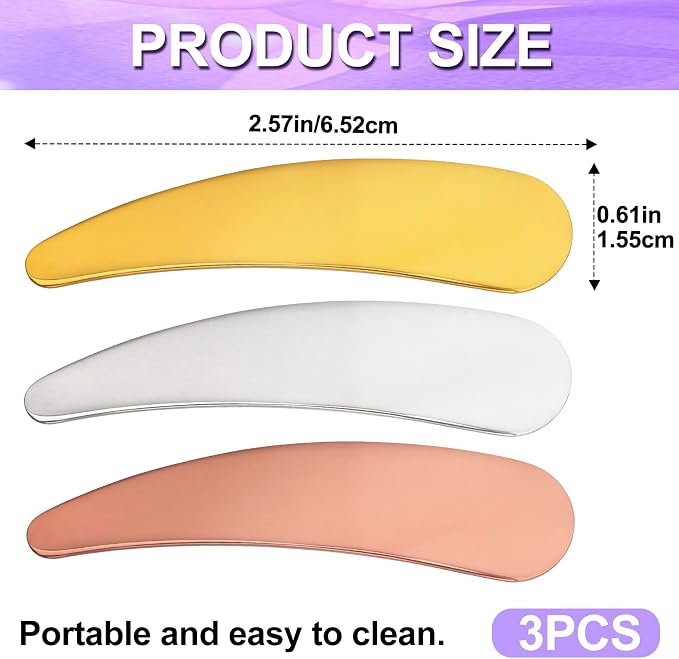 Pndeyo 3pcs Mini Metal Makeup Spatula, Reusable Cosmetic Cream Spatulas Spoon - Image 2