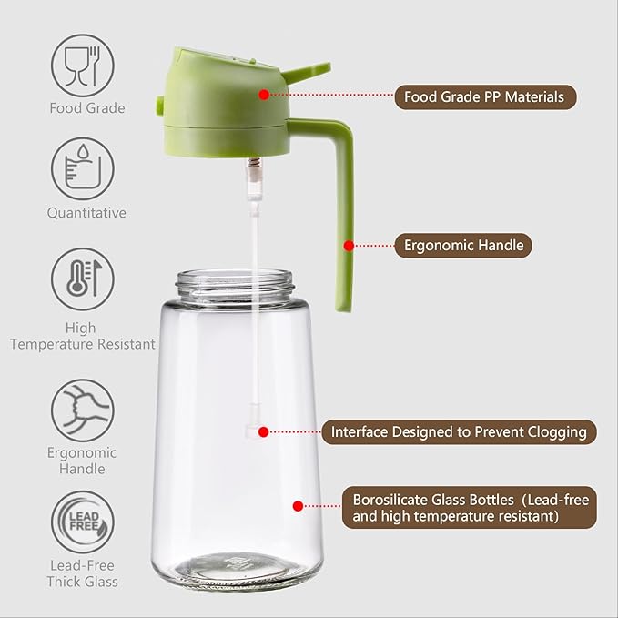SWEET VIEW 2PCS Oil Sprayer for Cooking, 16oz/470ml Glass Oil Dispenser/Pour - Image 6