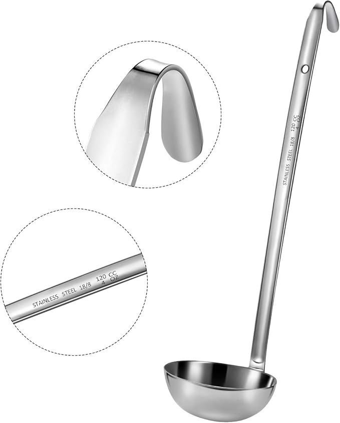 meekoo 3 Pieces Stainless Steel Ladle Soup Handle Ladle - Image 4