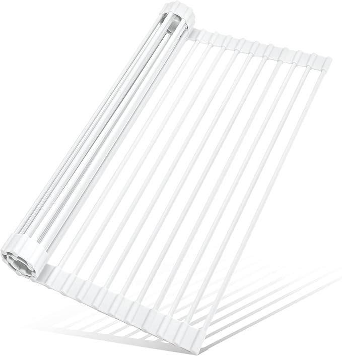 MERRYBOX Roll Up Over The Sink Dish Drying Rack Silicone Wrapped Foldable by MERRYBOX