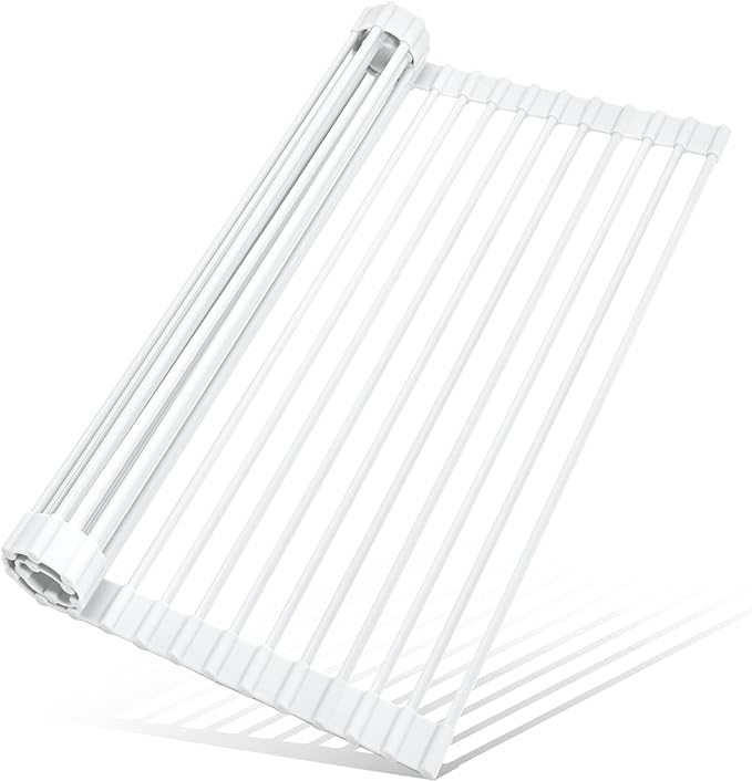 MERRYBOX Roll Up Dish Drying Rack, Silicone Wrapped Over The Sink Dish Rack by MERRYBOX