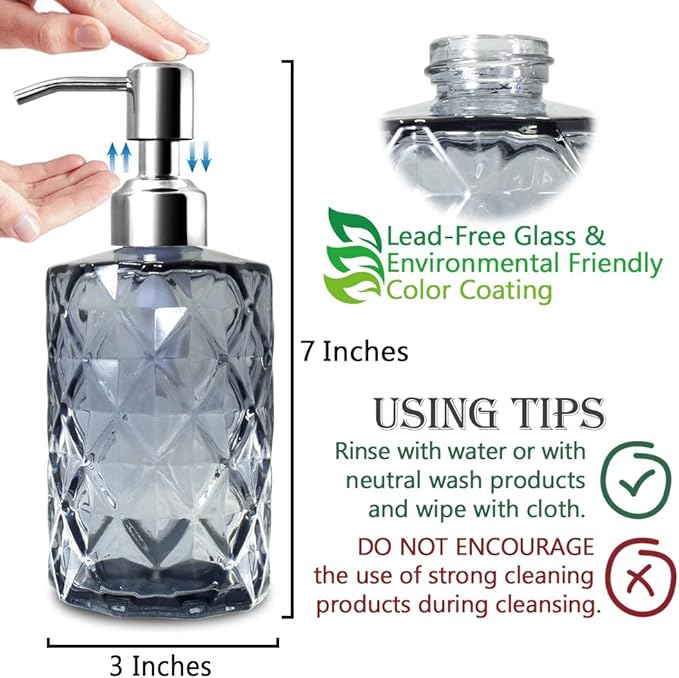 JASAI Diamond Design Glass Soap Dispenser - Image 7