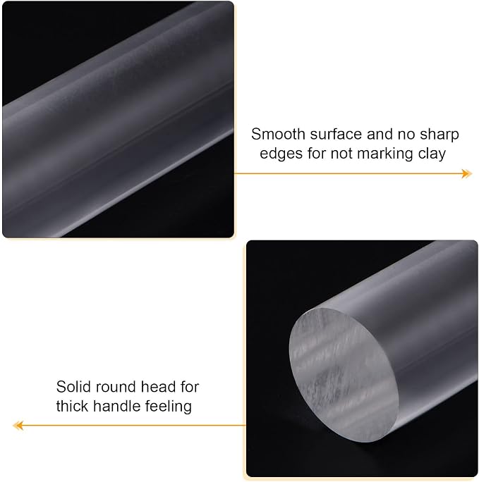HARFINGTON Acrylic Clay Roller 9 Inch x 1 Inch Solid Non-Stick Plastic Round - Image 4