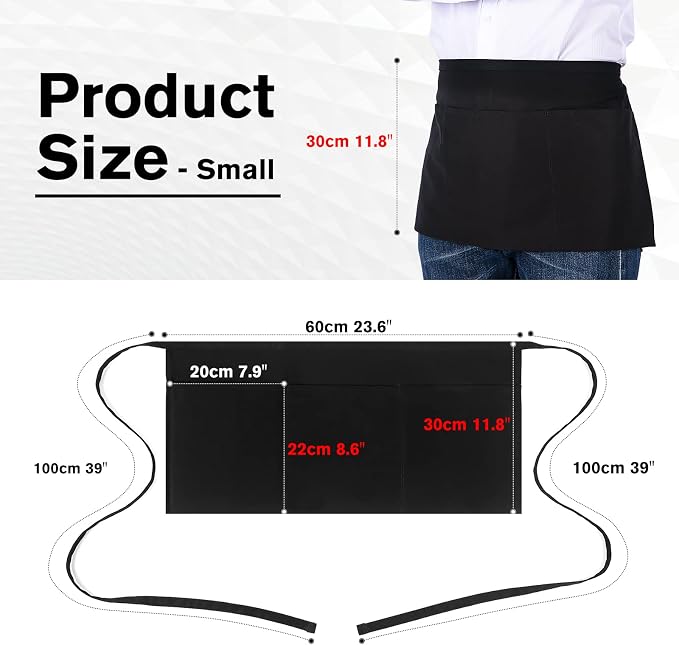 Jubatus 3 Pack 100% Cotton Server Apron - Image 3