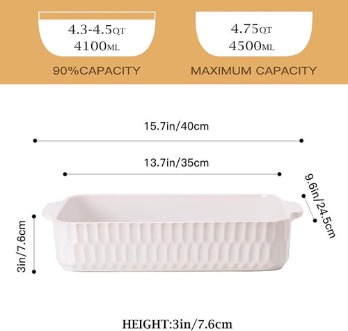 4.7QT Casserole Dishes for Oven, 9x13” Large Lasagna Pan, Ceramic Baking Dish - Image 2