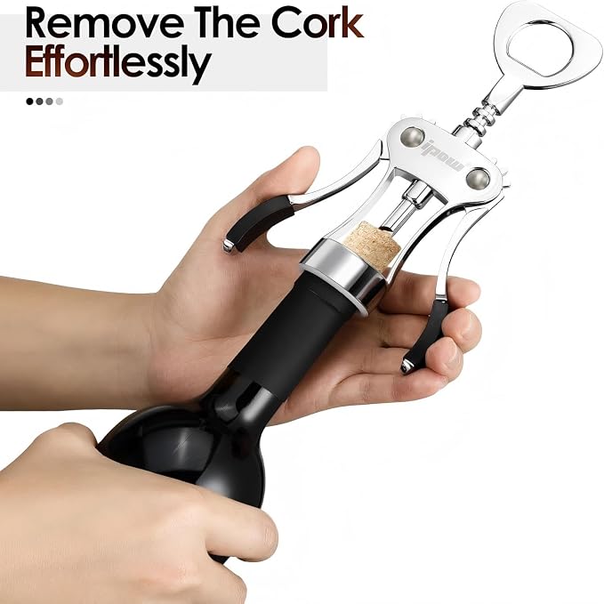 IPOW Wine Opener, Zinc Alloy Wine Bottle Opener, Wing Corkscrew Heavy Duty - Image 6