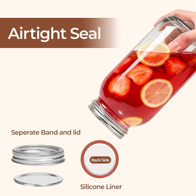 ComSaf Half Gallon Mason Jar 64oz 3Pcs, Wide Mouth Mason Jars - Image 3