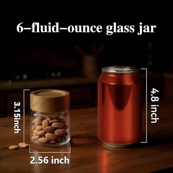 6-Pack 6 fl oz Stackable Airtight Glass Jars – Small Mason Jars designed - Image 2