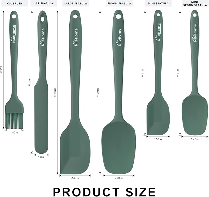 NileHome Silicone Spatula Set, 6 Pieces Food Grade Kitchen Utensils - Image 2