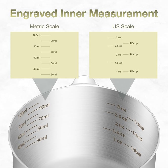 2PCS 1/2Cup Single Measuring Cup, Etched Inner Scale Stainless Steel Measure - Image 3
