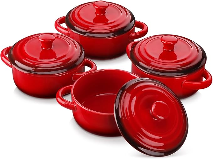 LOVECASA Mini Cocotte Set, 12 OZ Small Casserole Dishes by LOVECASA