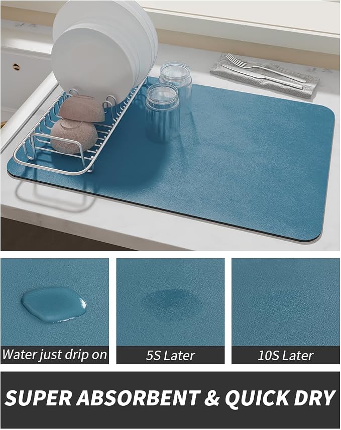 AMOAMI-Coffee Mat Hide Stain Rubber Backed Absorbent Dish Drying Mat - Image 3