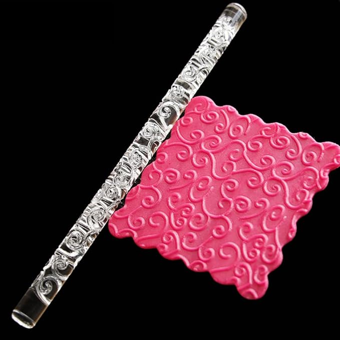 Acrylic Rolling Pin with 28 Patterns, Lightweight 6.3x0.4 Inch Textured Design - Image 4