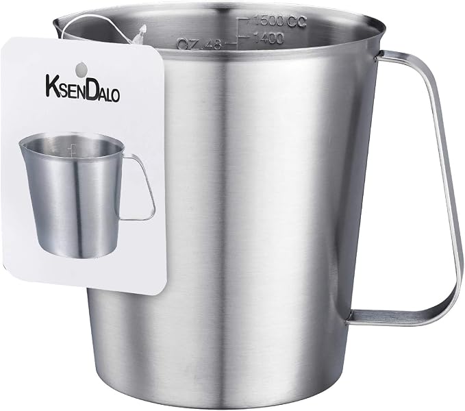 48Oz/6Cup Stainless Steel Pitcher, 1.50 Liter Metal Container by KSENDALO