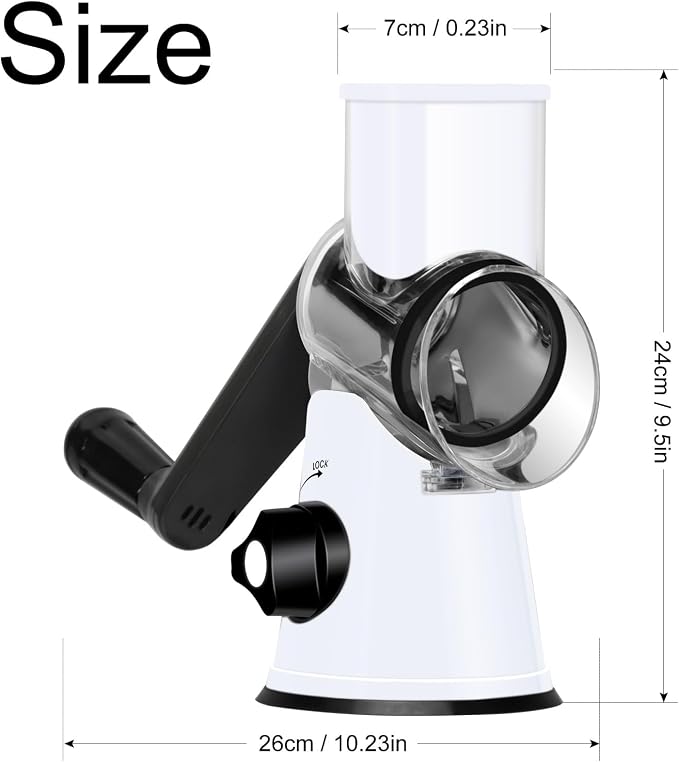 Ourokhome Rotary Cheese Grater Hand Crank, Kitchen Shredder Speed Mandolin - Image 9