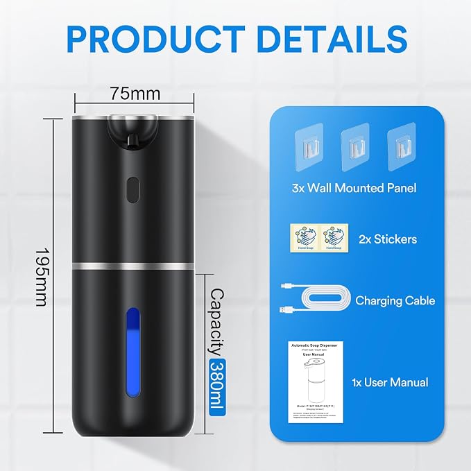 Automatic Foaming Soap Dispenser Touchless, Rechargeable Electric Hand ＆ Dish - Image 7