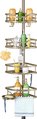 HAMITOR Corner Shower Caddy Tension Pole: Rustproof 4-Tier Bathroom Organizer by HAMITOR