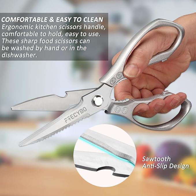 All Purpose Heavy Duty Shears, Metal Handle Stainless Steel Cooking Scissors - Image 5