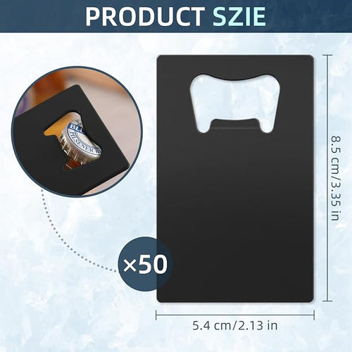 50 Pcs Stainless Steel Metal Card Beer Bottle Opener, DIY Party Favor Wedding - Image 2