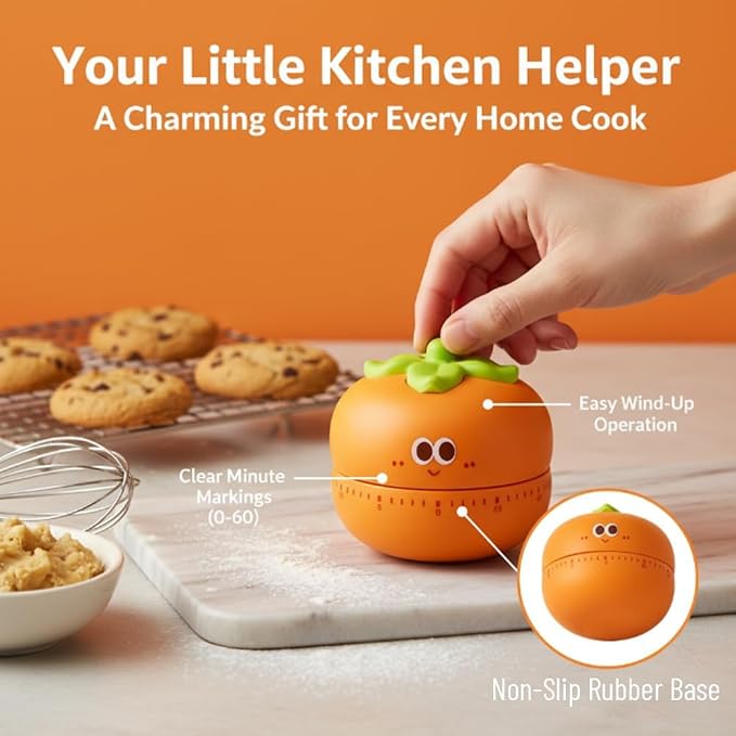 Cute Kitchen Timer with 60-Minute Mechanism, Non-Slip Base, Easy-Read Dial - Image 4