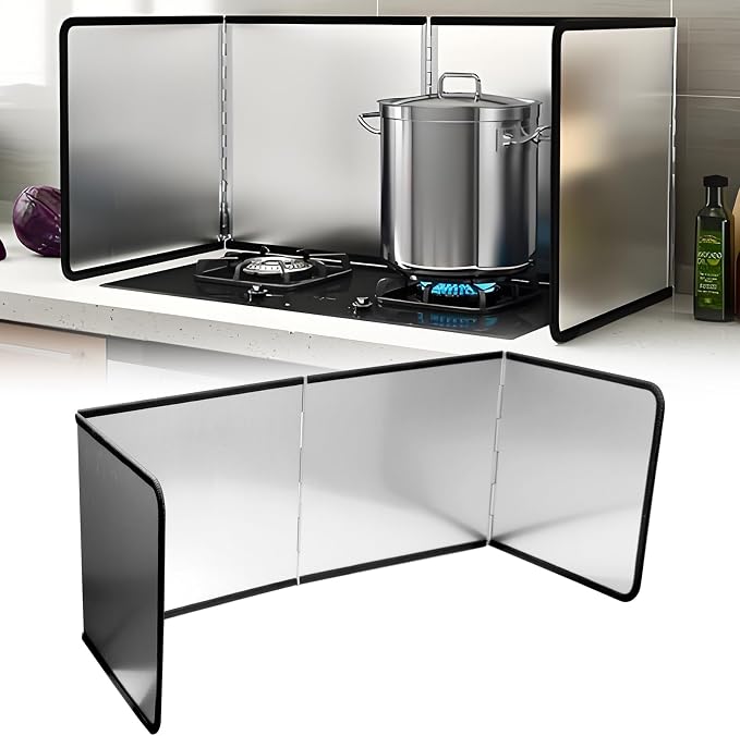 4 Sided Splatter Guard, Foldable Stainless Steel Oil Splatter Screens by Tylulikaty