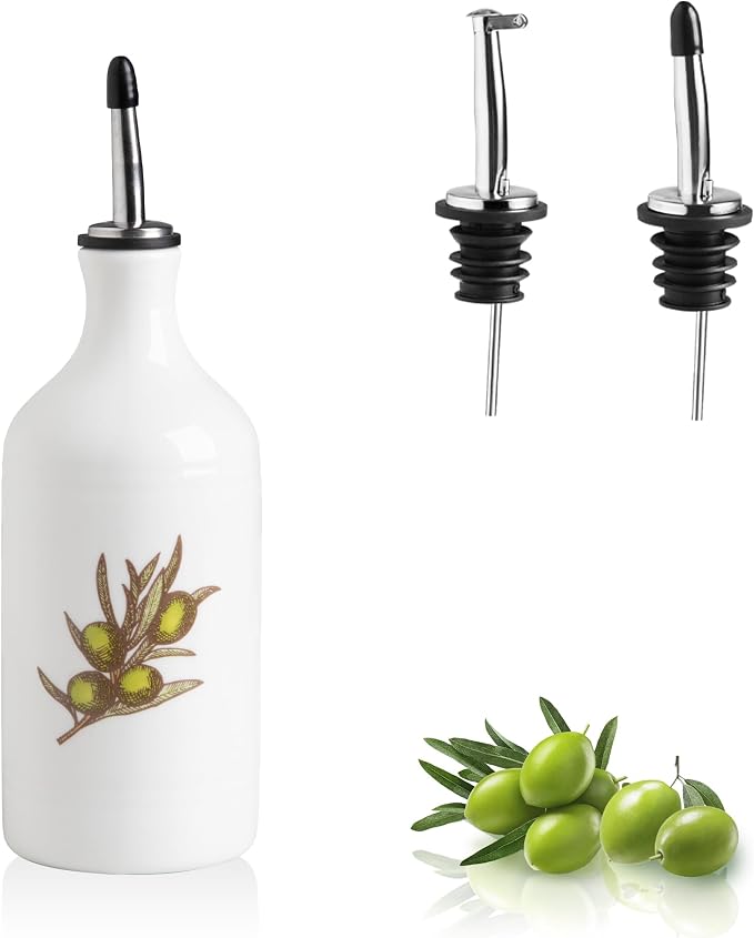 Sweejar Ceramic Olive Oil Dispenser Bottle, Opaque Oil Cruet Protects to Reduce by Sweejarco1949