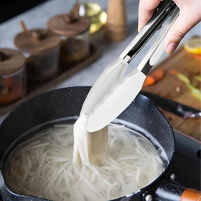 HINMAY Mini Tongs with Silicone Tips 7-Inch Serving Tongs - Image 5