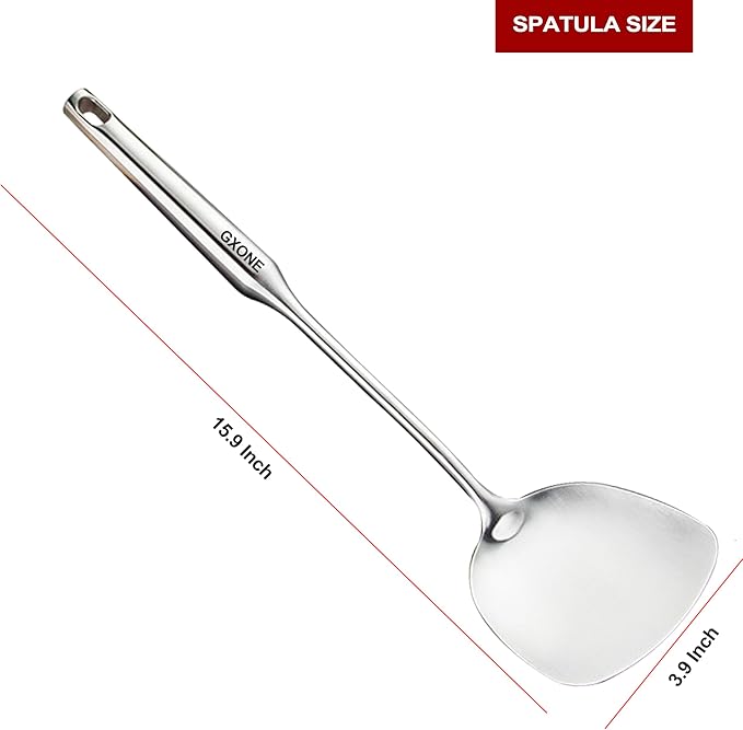 Wok Spatula Stainless Steel, Wide Metal Spatula - Image 2