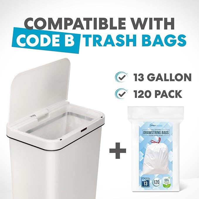 Simpli-Magic 13 Gallon Motion Sensor Touchless Trash Can – Automatic Hands-Free - Image 2