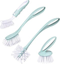 Dish Brush with Handle, Kitchen Dish Scrub Brush Set, 4-Piece Kitchen Cleaning by Perastra