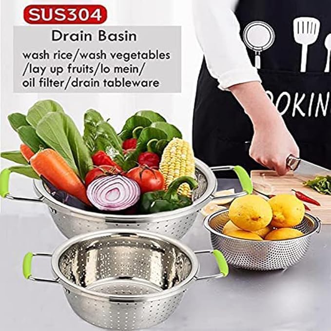 Stainless Steel Deep Colander Micro-perforated 2.5 Quart Metal Food Strainer - Image 3