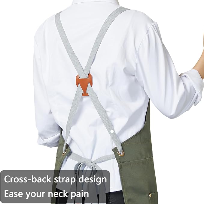 KITCHIEF Pottery Apron Split Leg, Cross Back Chef Apron - Image 3