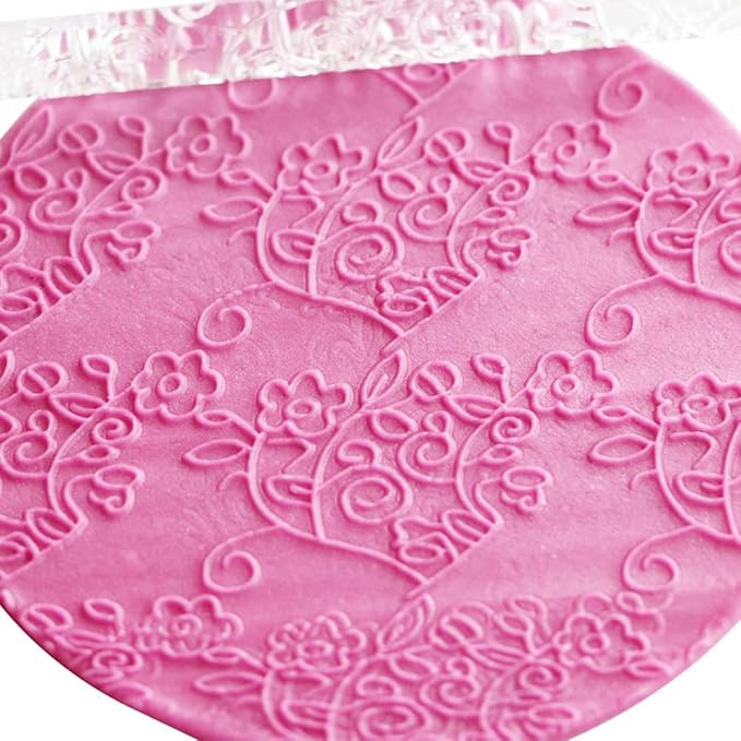 Acrylic Rolling Pin with 28 Patterns, Lightweight 6.3x0.4 Inch Textured Design - Image 2