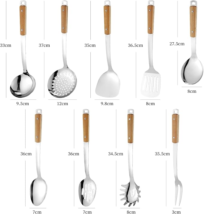 9pcs Cooking Utensils Set 304 Stainless Steel Kitchen Utensils - Image 2