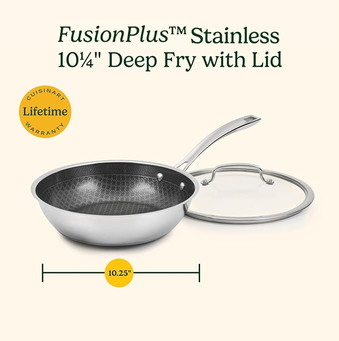 Cuisinart FusionPlus Hybrid Stainless Steel Cookware, 10.25-Inch Deep Fry Pan - Image 7